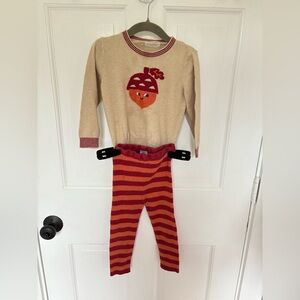Cute Acorn Sweater and Striped Pants Set